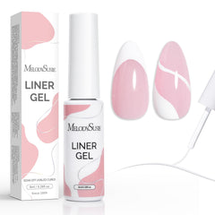 MelodySusie 8ML White Gel Liner bottle close-up, convenient built-in brush for precise lines.