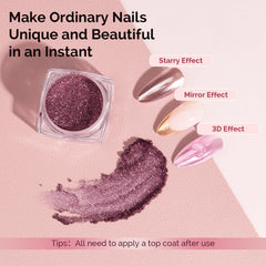 MelodySusie pink chrome powder for vibrant nail art with chrome effect