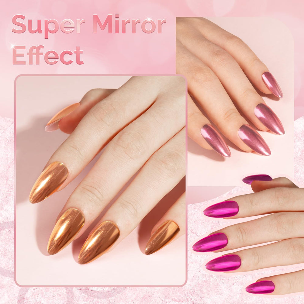 MelodySusie chrome powder in silver for a vivid chrome look on nails