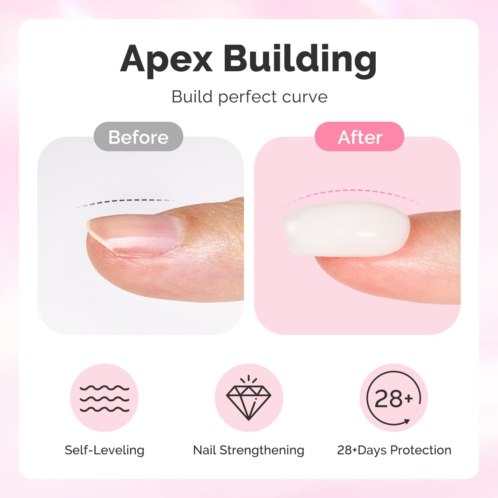 MelodySusie Milky White builder gel building apex and length with self-leveling formula