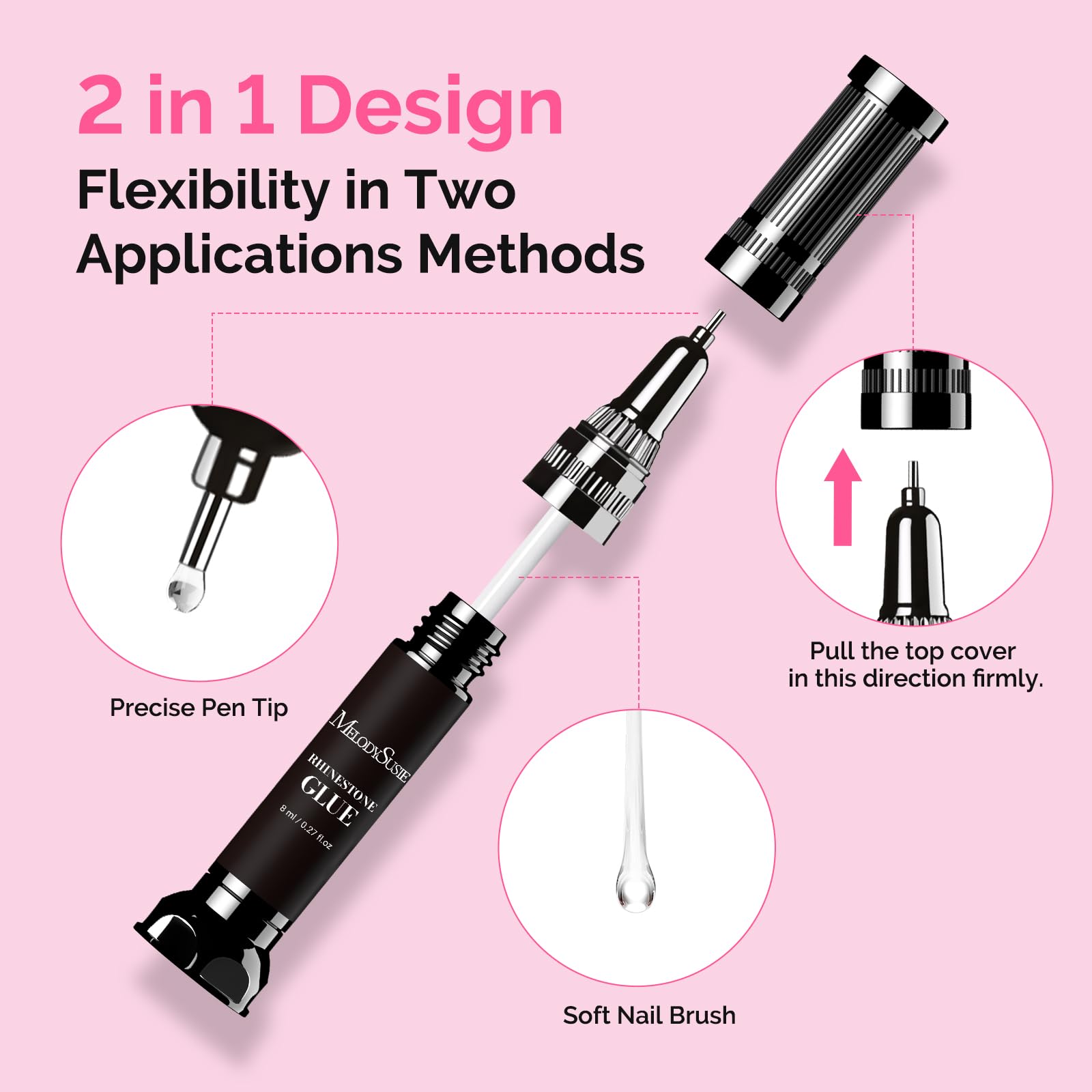MelodySusie brush-tip precision application enables accurate gem placement.