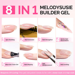 MelodySusie gel length extension supports longer nails with proper curing.