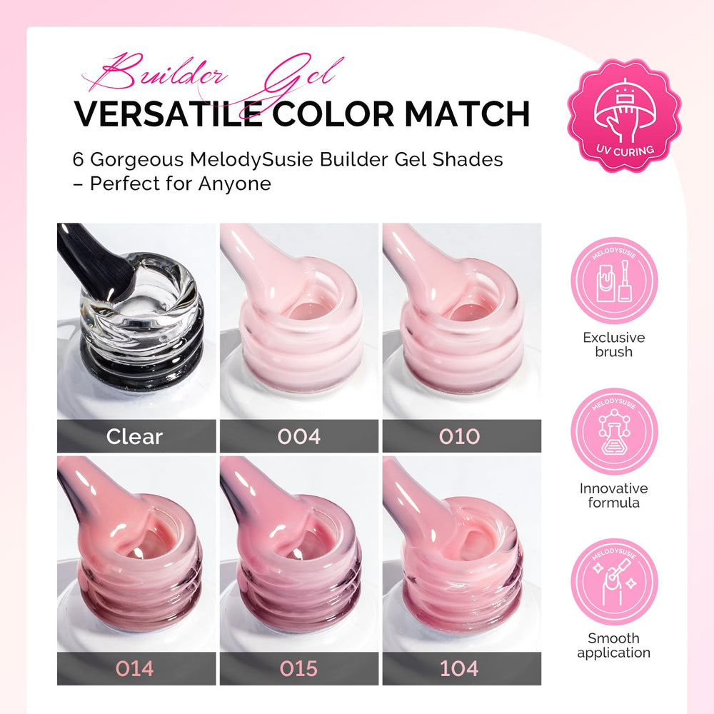 MelodySusie builder gel overlay with smooth self-leveling application.