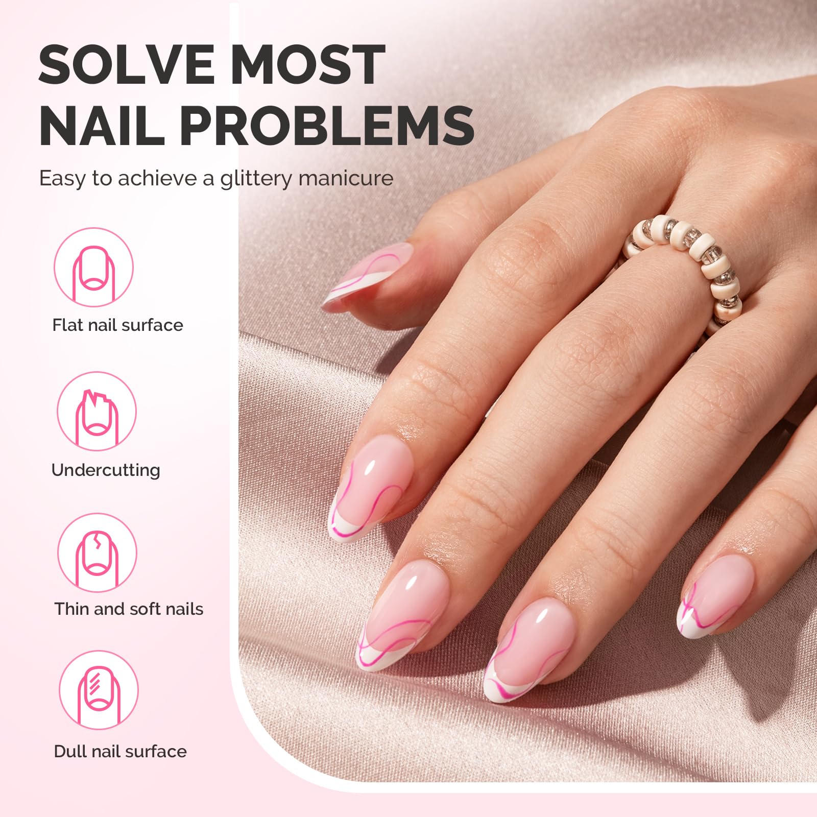 MelodySusie gel enables attachment of tips and gems for nail art.