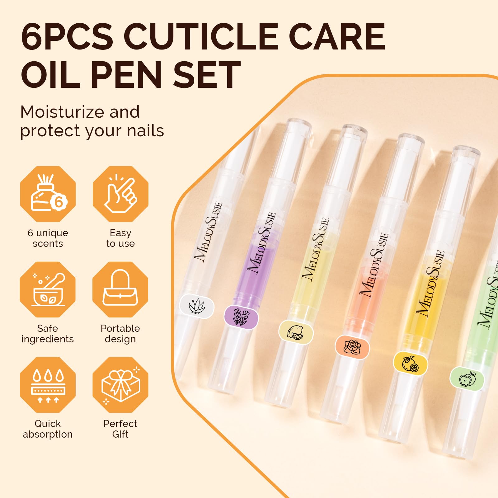 Travel-friendly MelodySusie cuticle oil pen in compact packaging