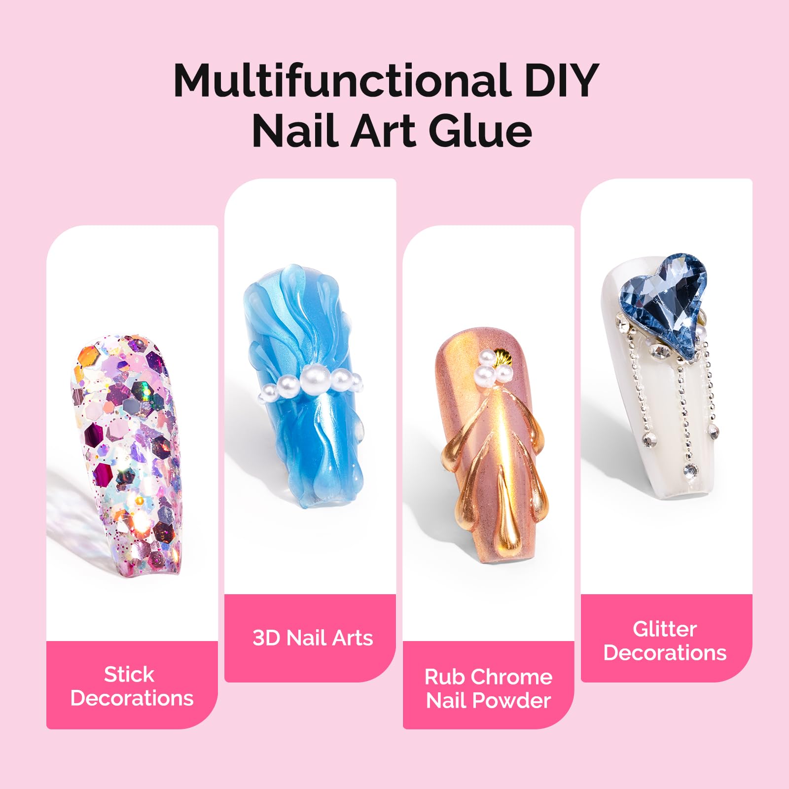 MelodySusie DIY nail art with glue and gems for a sparkly look.