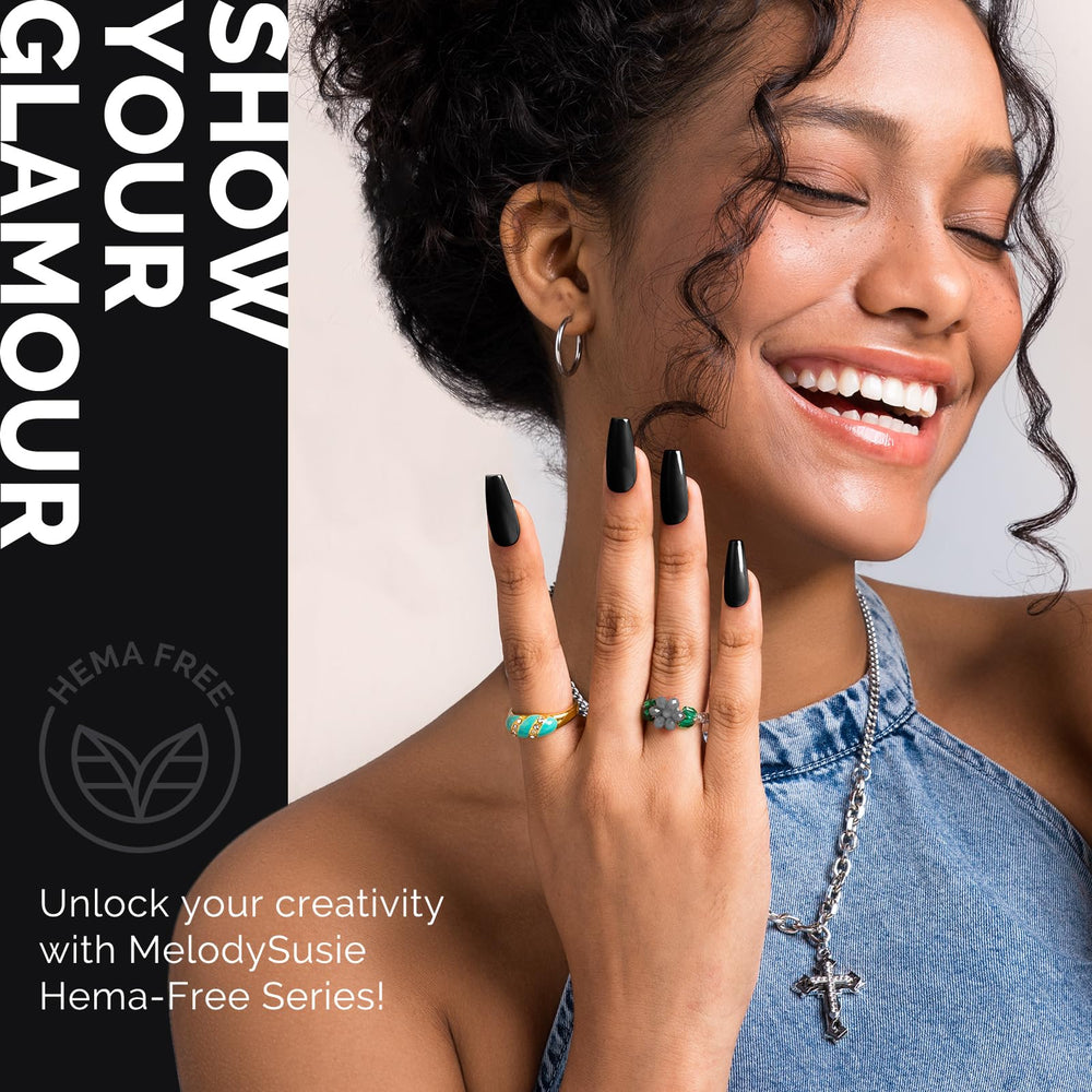 MelodySusie HEMA-free gel offers durable color for at-home nail art.