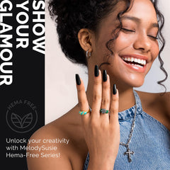 MelodySusie HEMA-free gel offers durable color for at-home nail art.