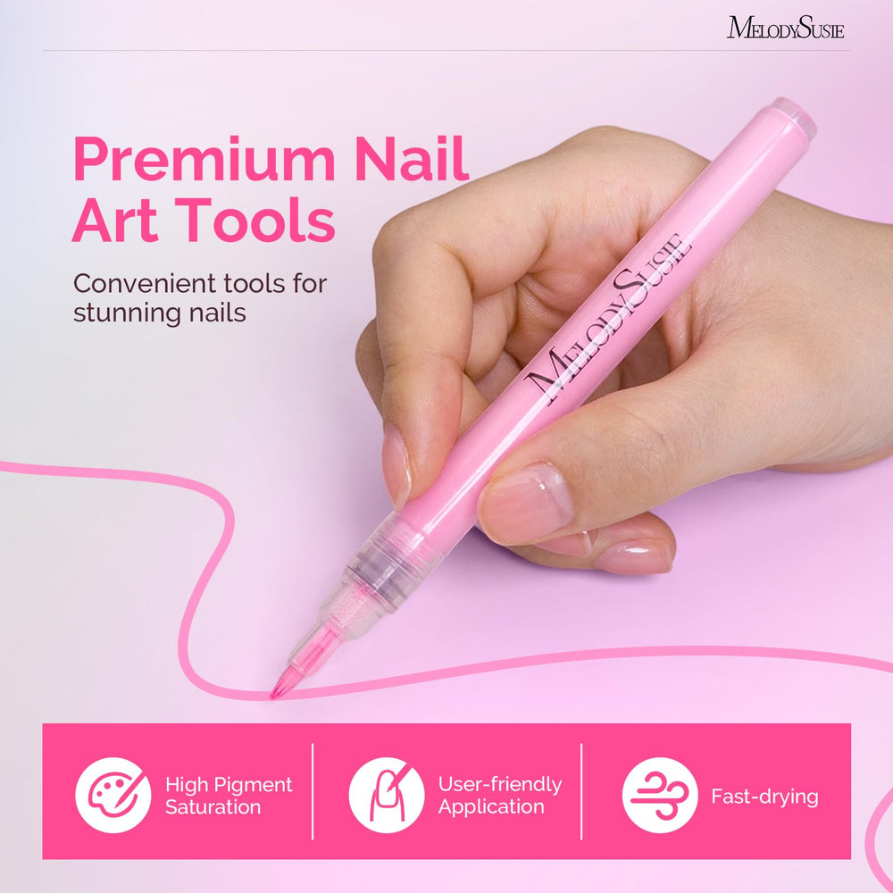 MelodySusie fast-drying ink delivers quick color payoff on nails.