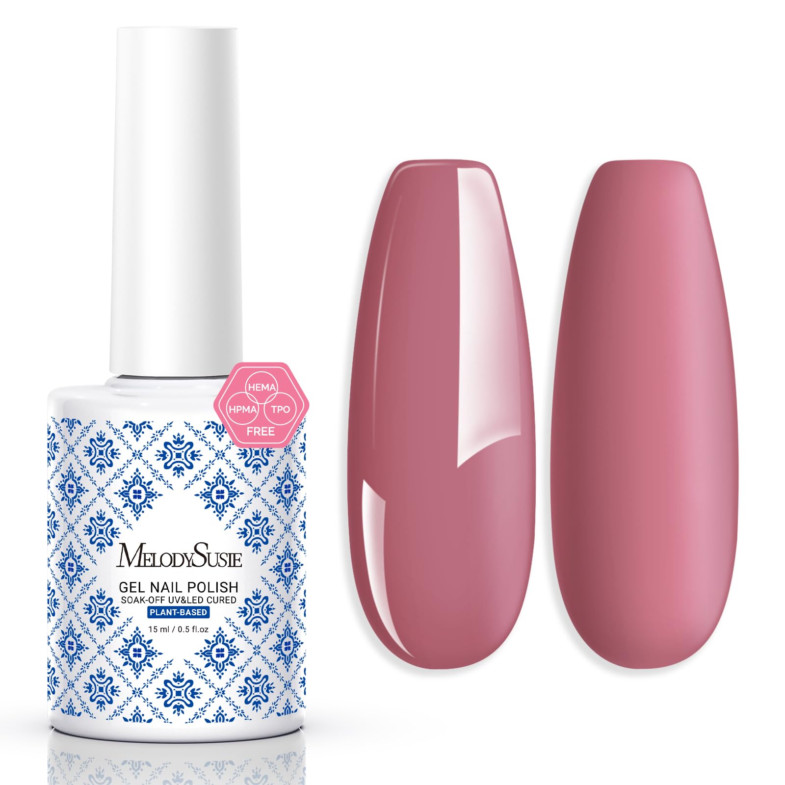 MelodySusie Fleurwee bottle close-up showing pink-purple shade and plant-based formula
