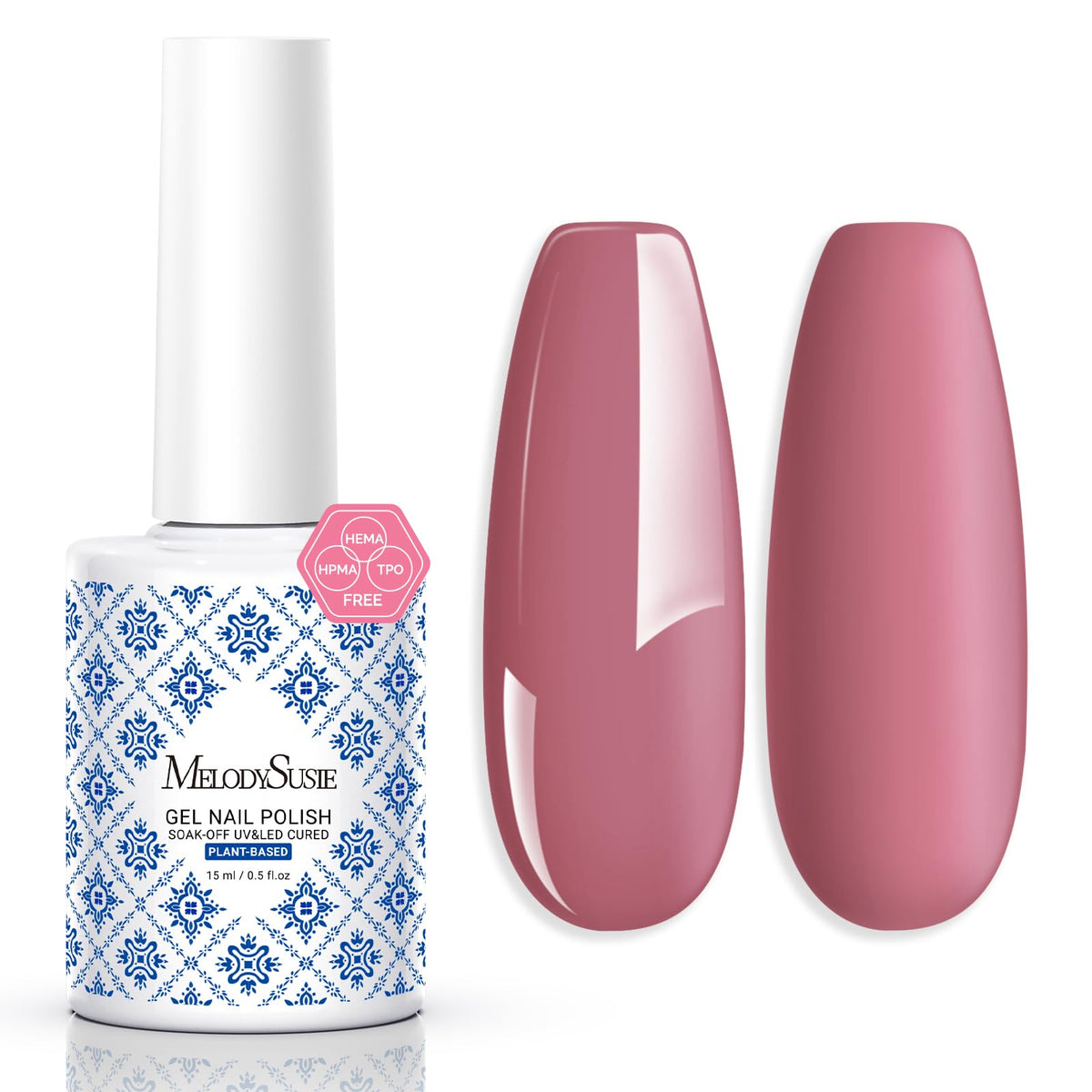 MelodySusie Fleurwee bottle close-up showing pink-purple shade and plant-based formula