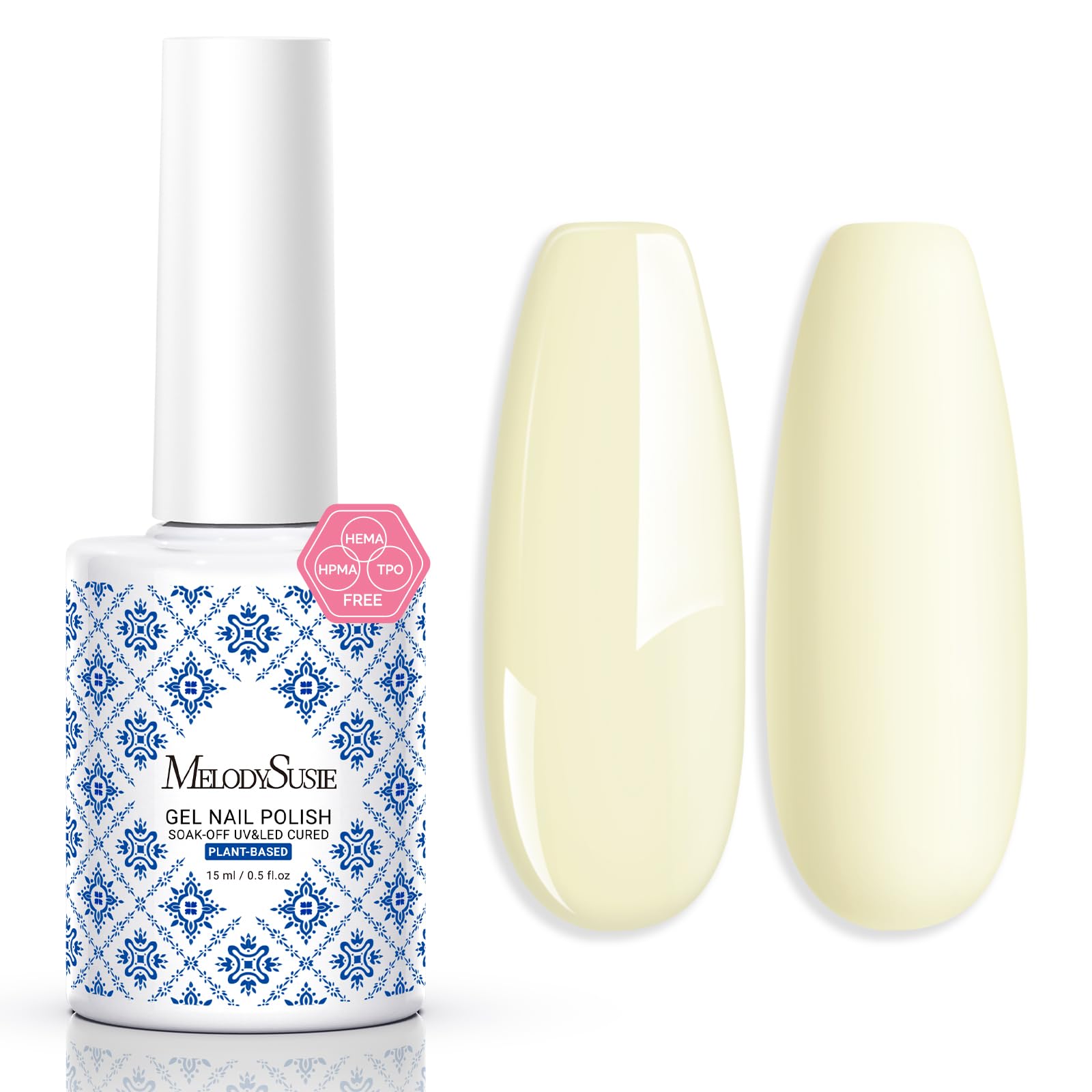 MelodySusie Fleurwee pale yellow nail polish bottle closeup with low-odor formula.