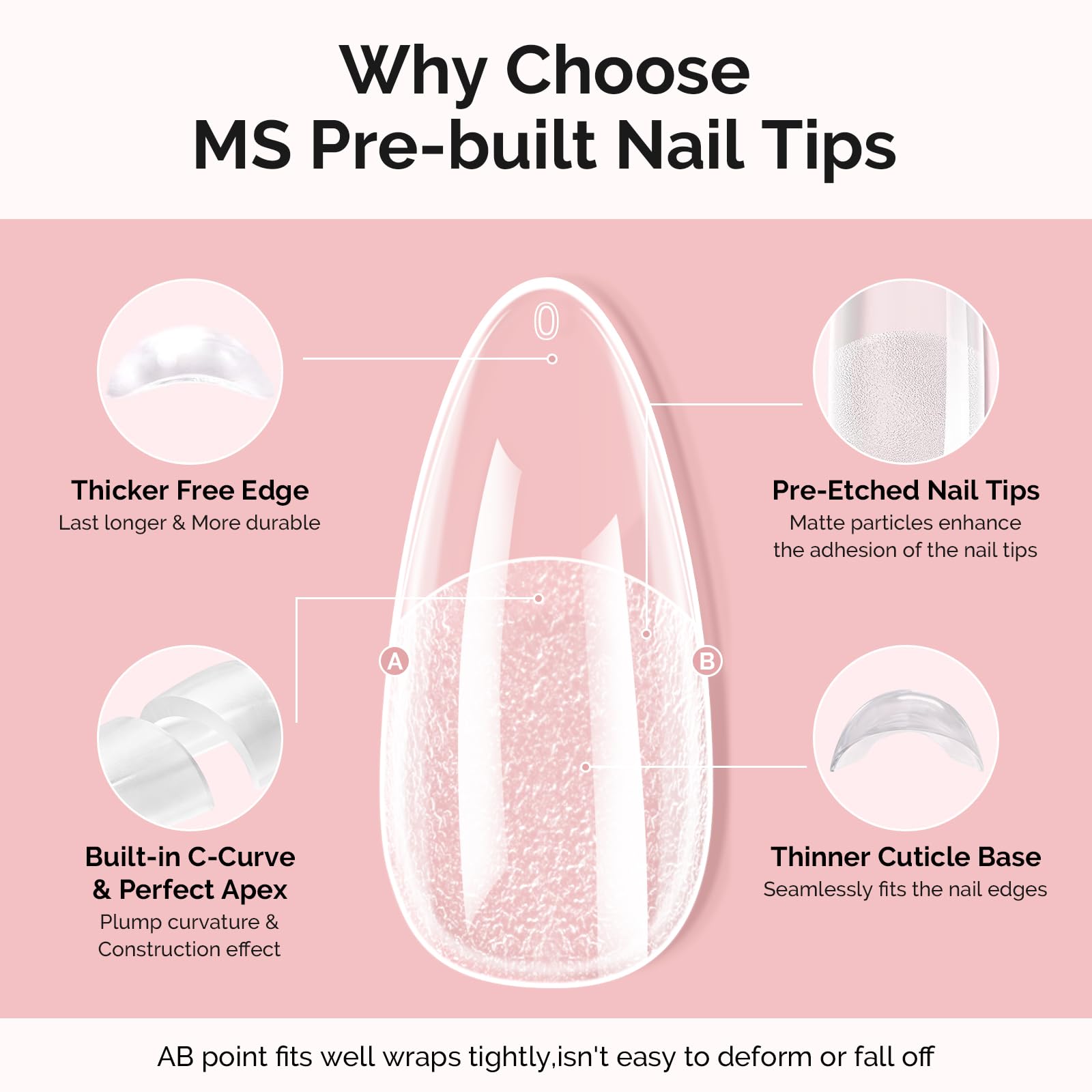 MelodySusie full-cover nail tips in 15 sizes for seamless coverage