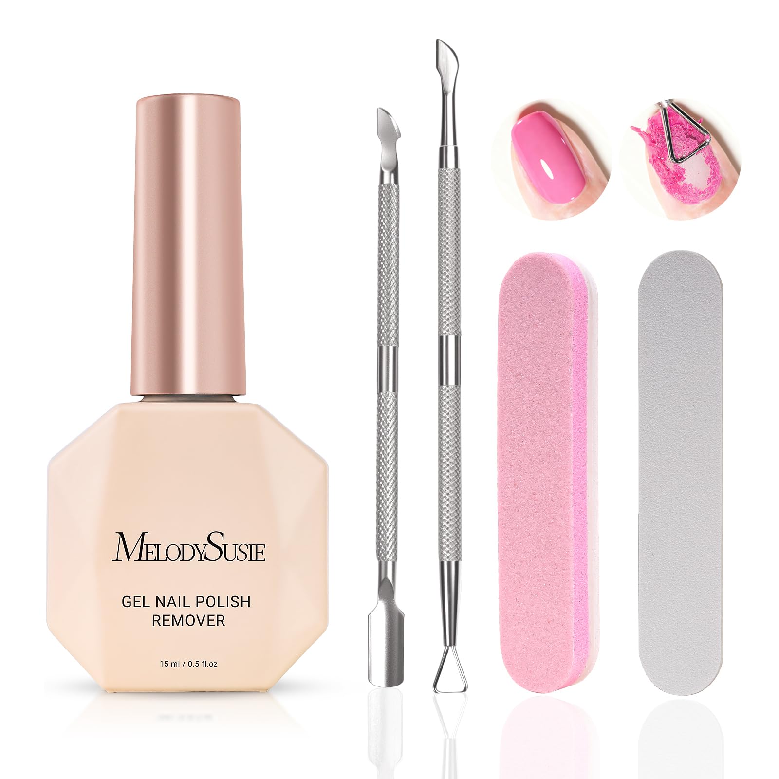MelodySusie gel nail remover bottle for quick at-home polish lifting