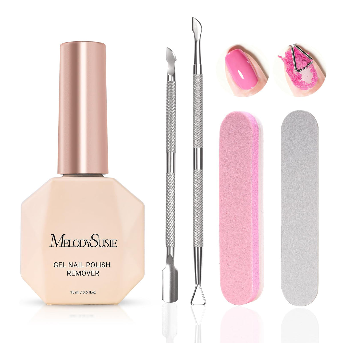 MelodySusie gel nail remover bottle for quick at-home polish lifting