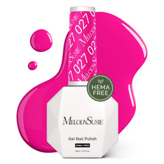 MelodySusie Hema Free hot pink gel polish bottle with a glossy finish.