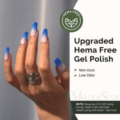 MelodySusie royal blue gel polish being applied for smooth coverage