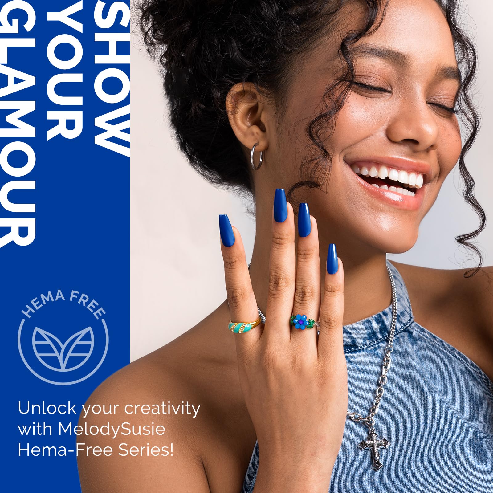MelodySusie royal blue gel nails with a glossy finish
