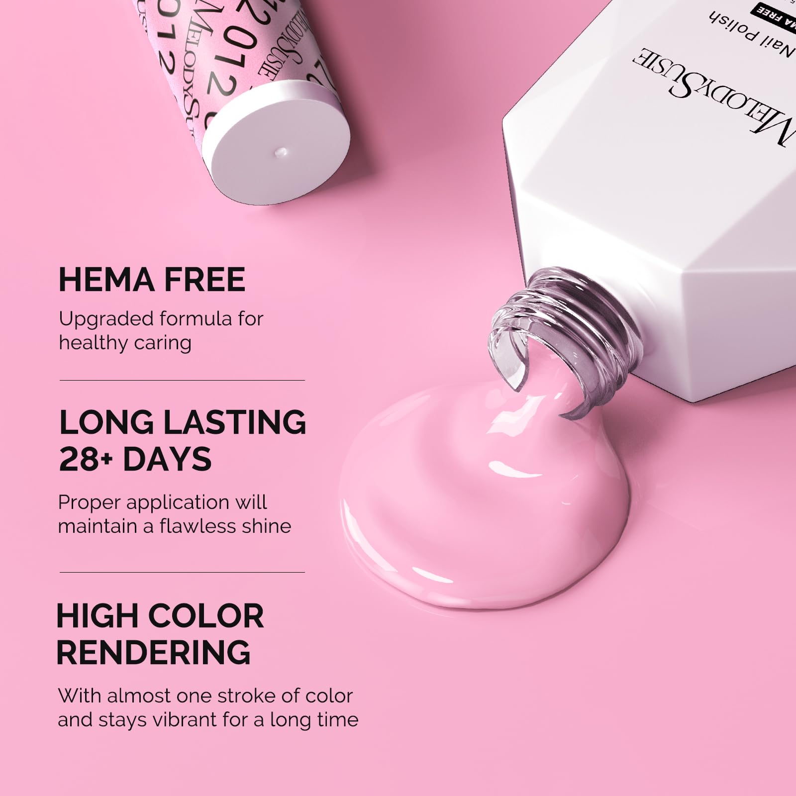 MelodySusie gel polish bottle with high gloss finish.