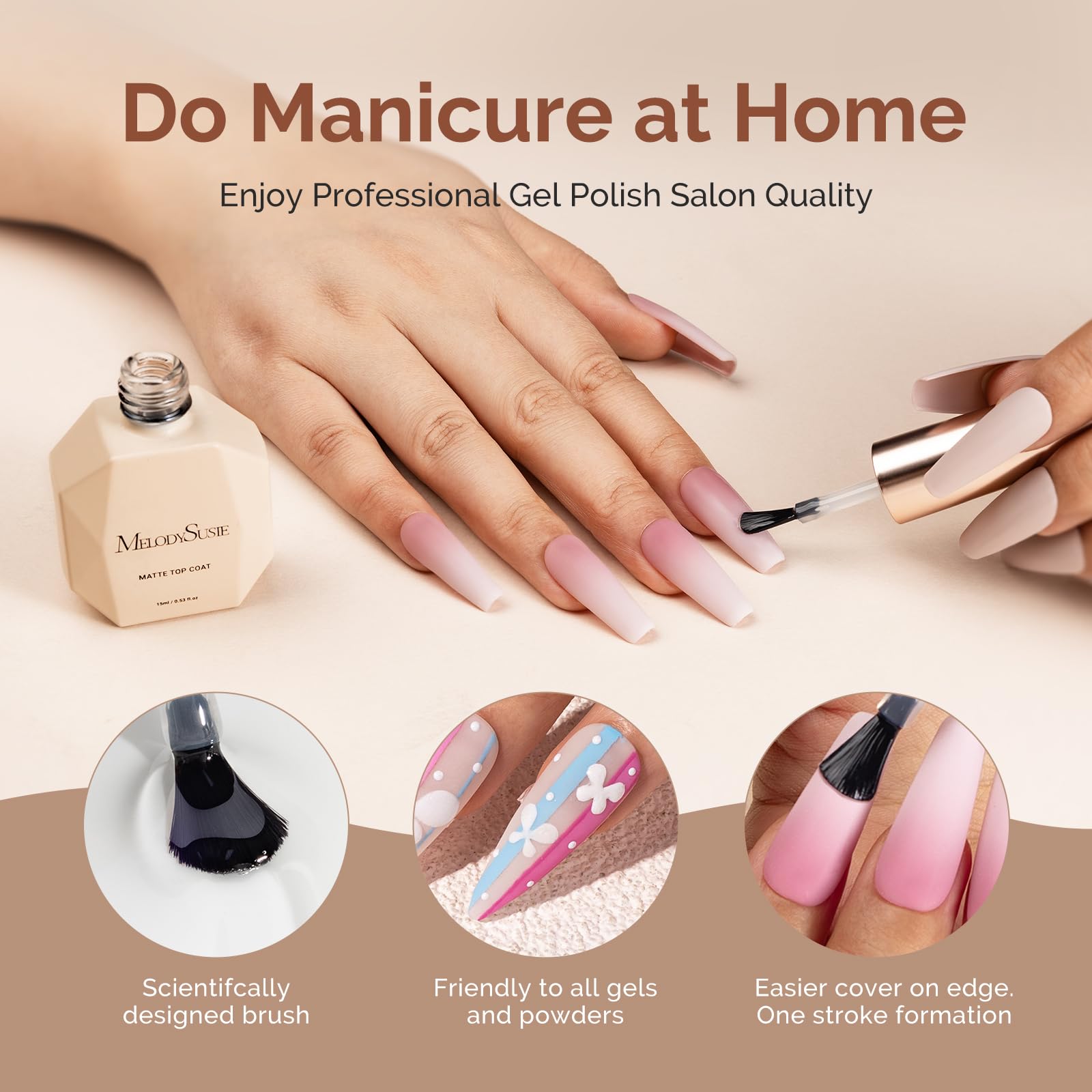 MelodySusie top coat suited for both home DIY and professional salons.