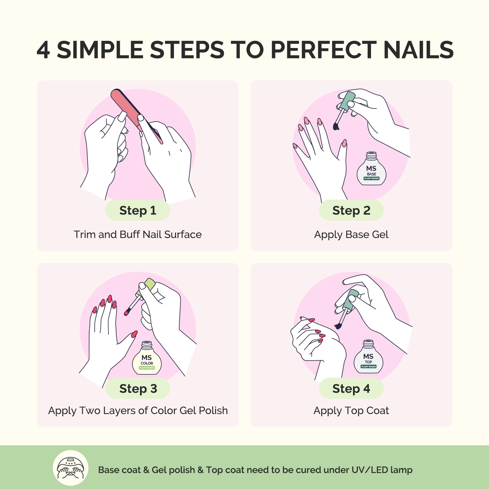 At home manicure with MelodySusie gel polish for professional results.