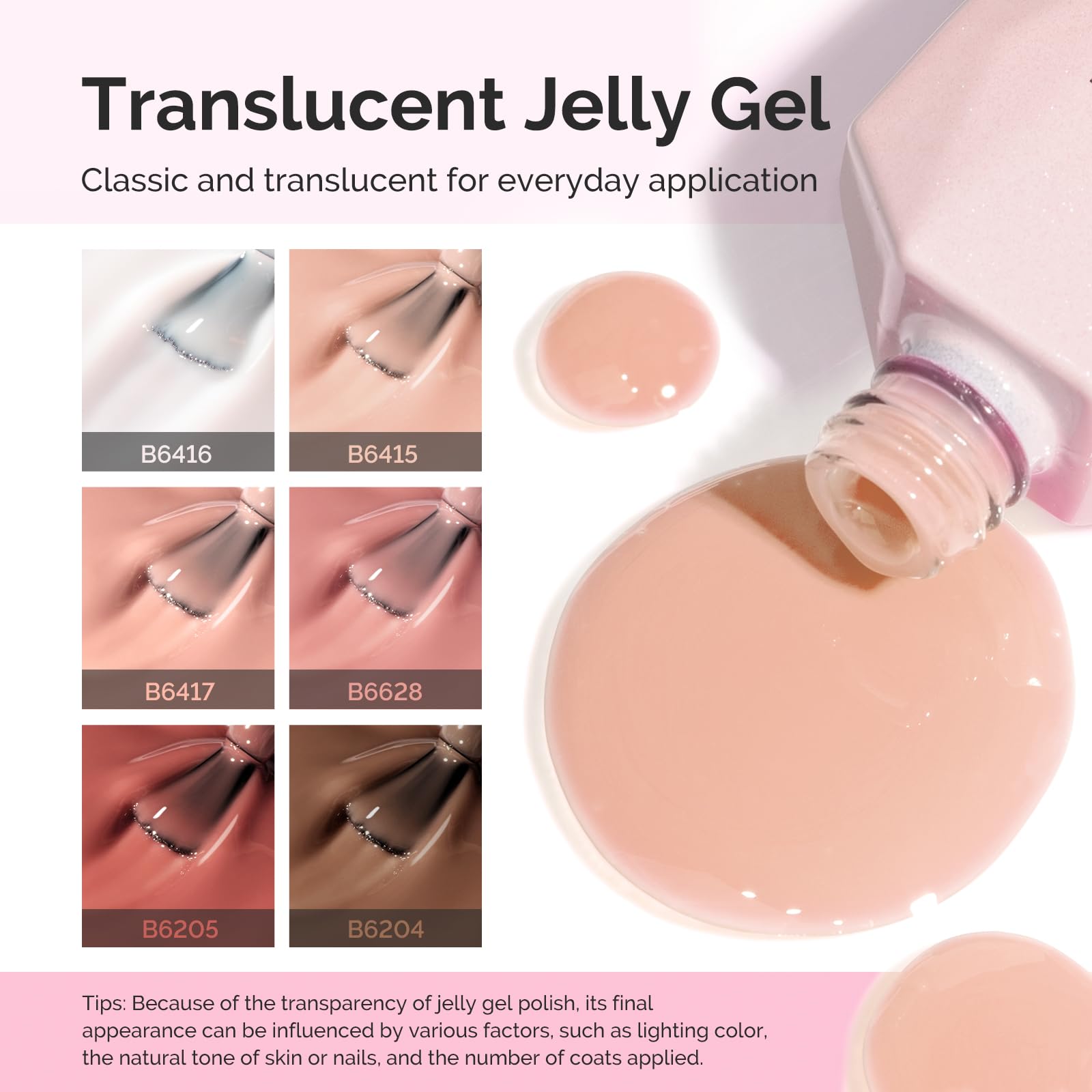 MelodySusie Jelly Gel applied in layers to create jelly and opaque looks.