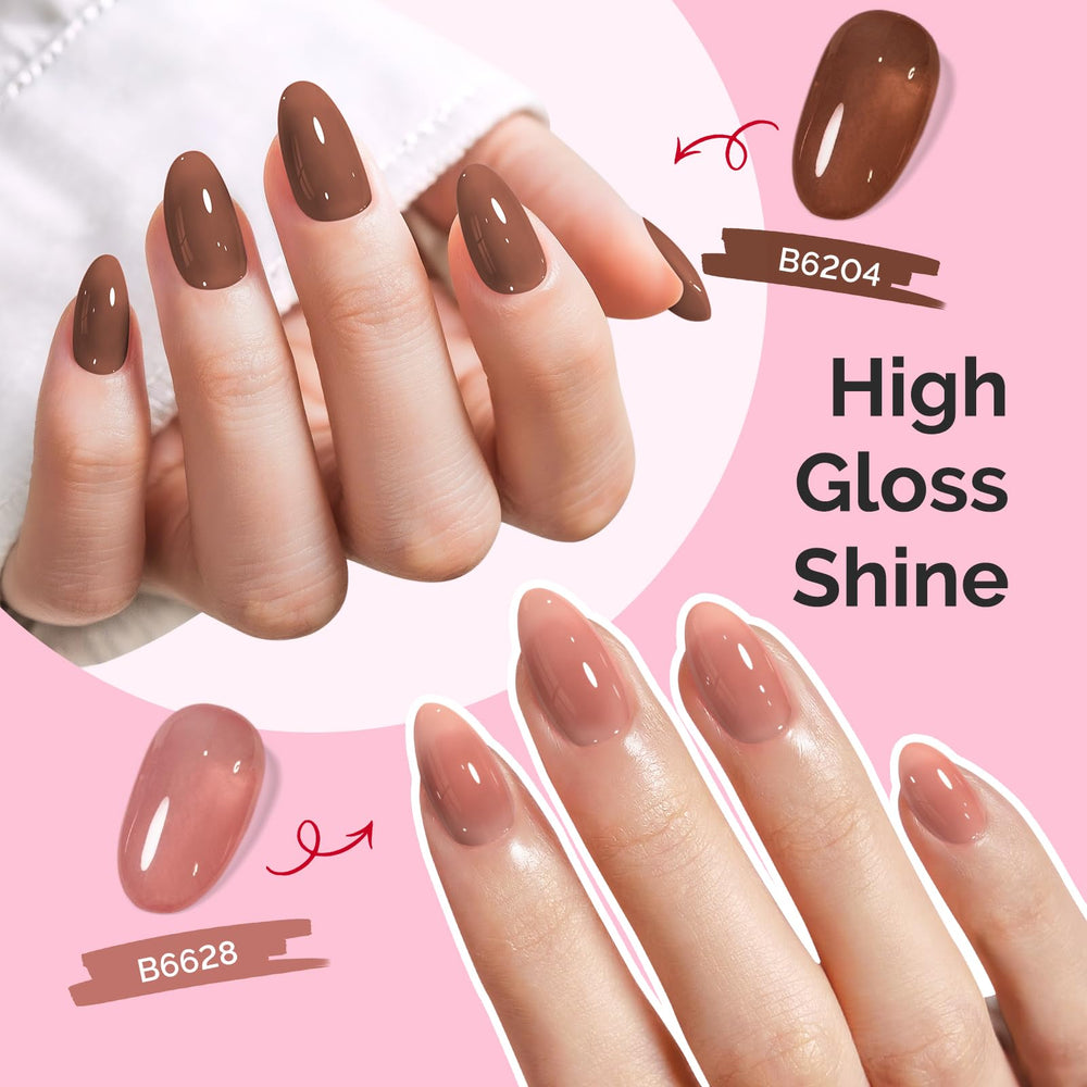 MelodySusie Jelly Gel on a nail displays translucent texture and shine.