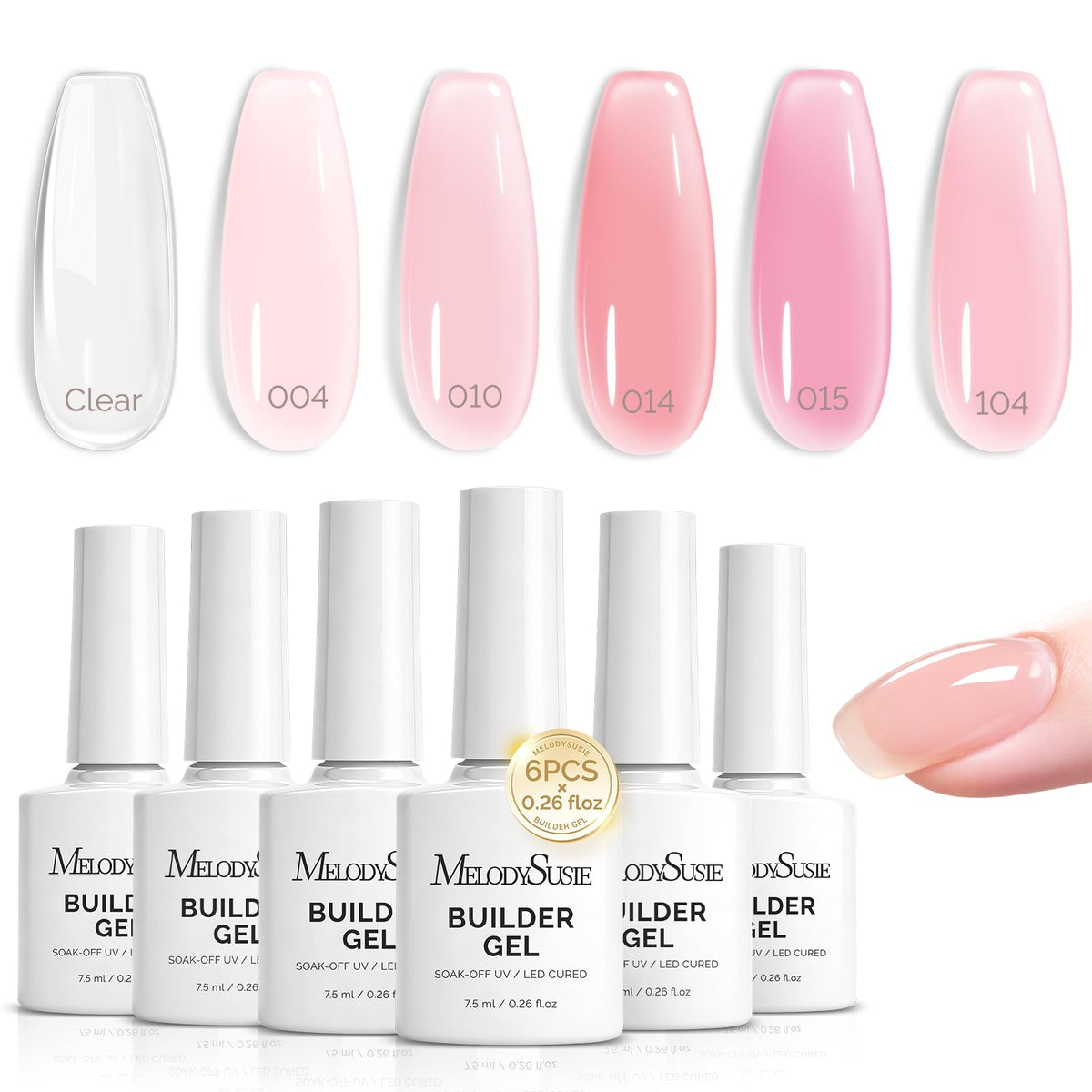 MelodySusie jelly pink builder gel bottle for thickening overlays and base layers.