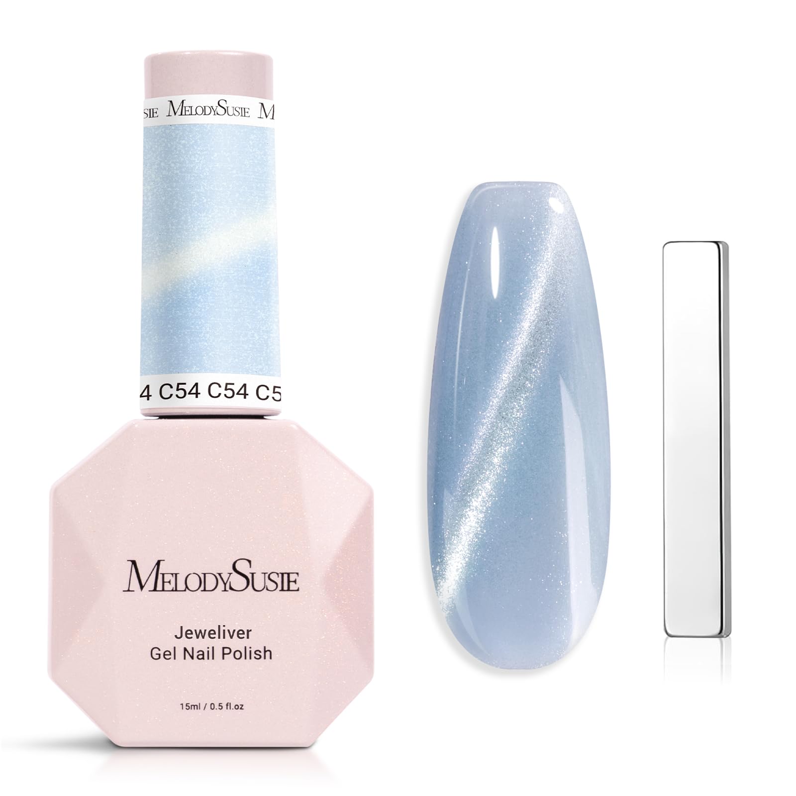 MelodySusie Jeweliver bottle with blue cat eye glitter for chic nails