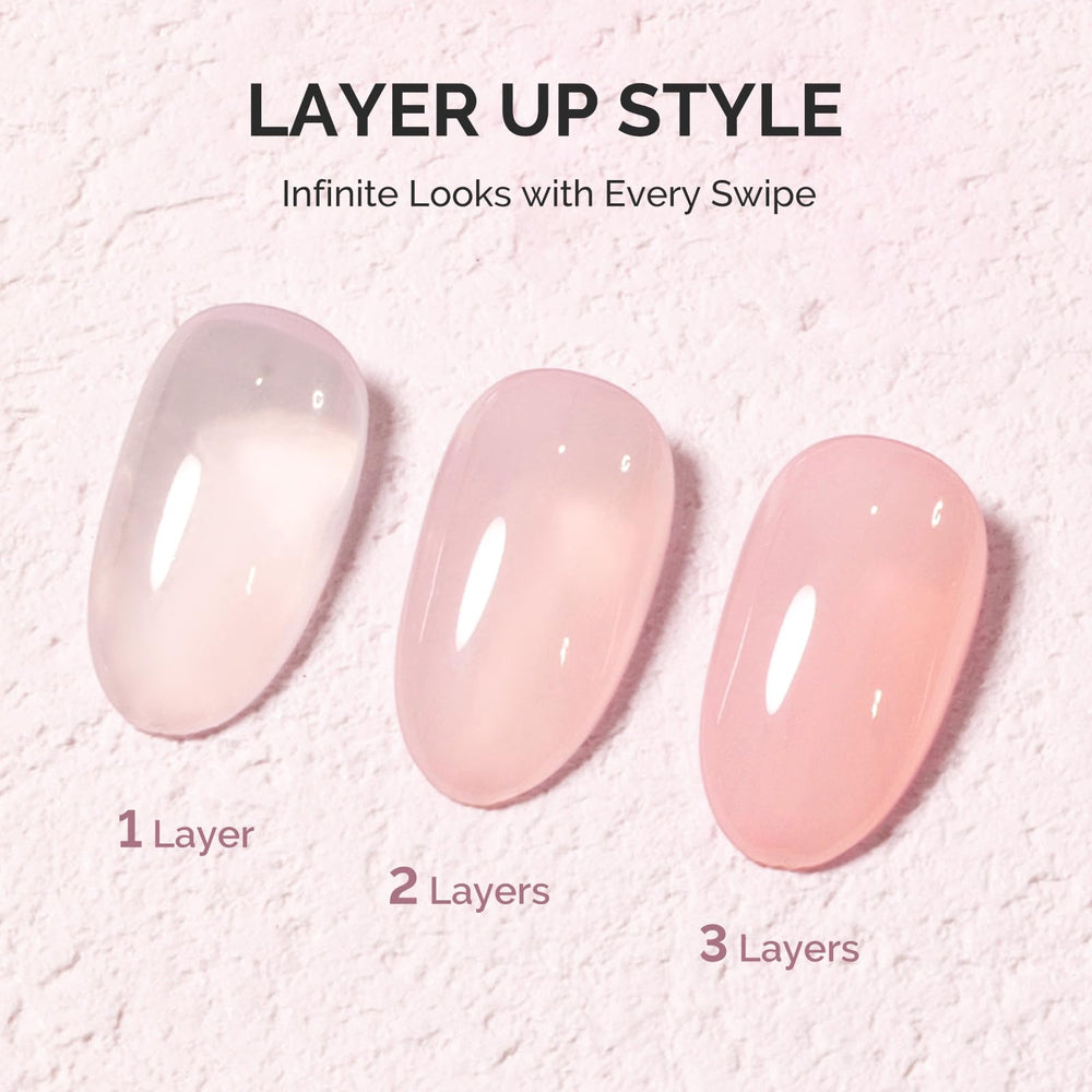 MelodySusie Jeweliver Nude swatch displaying jelly layer effect for transparent to opaque finish