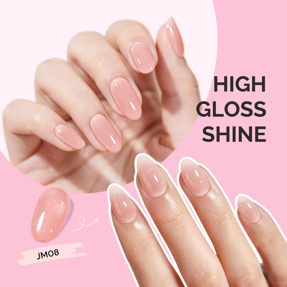 Durable glossy finish of Jeweliver Nude with base/top coat for weeks of wear