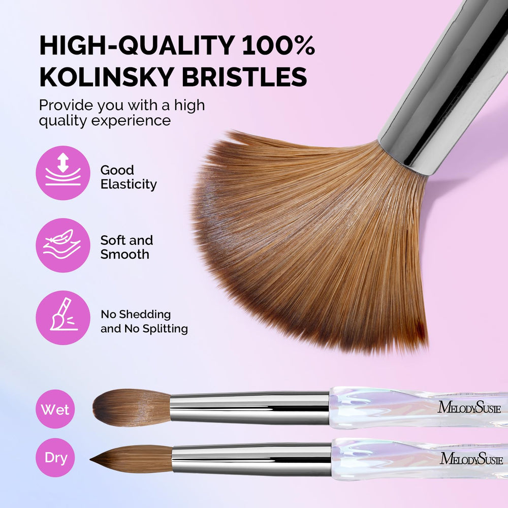 MelodySusie Kolinsky brush pre-use rinse shows preparation for optimal performance.