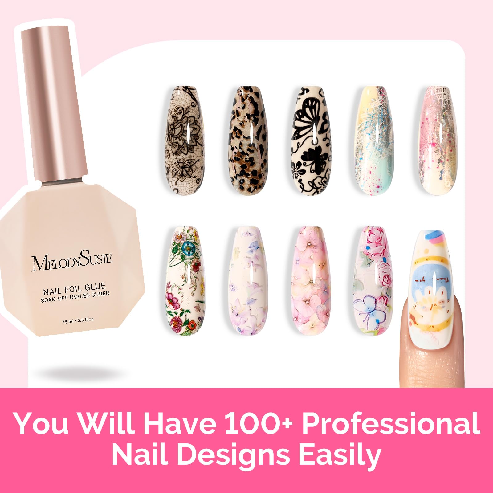 MelodySusie low-odor gel formula gentle on natural nails during art.