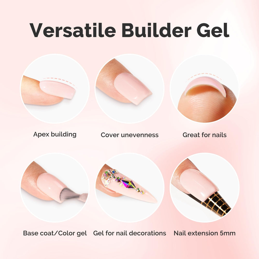 Apex building with MelodySusie Milky Pink Builder Gel for stronger nails