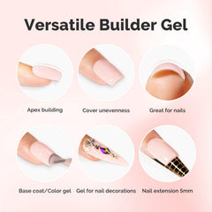 Apex building with MelodySusie Milky Pink Builder Gel for stronger nails