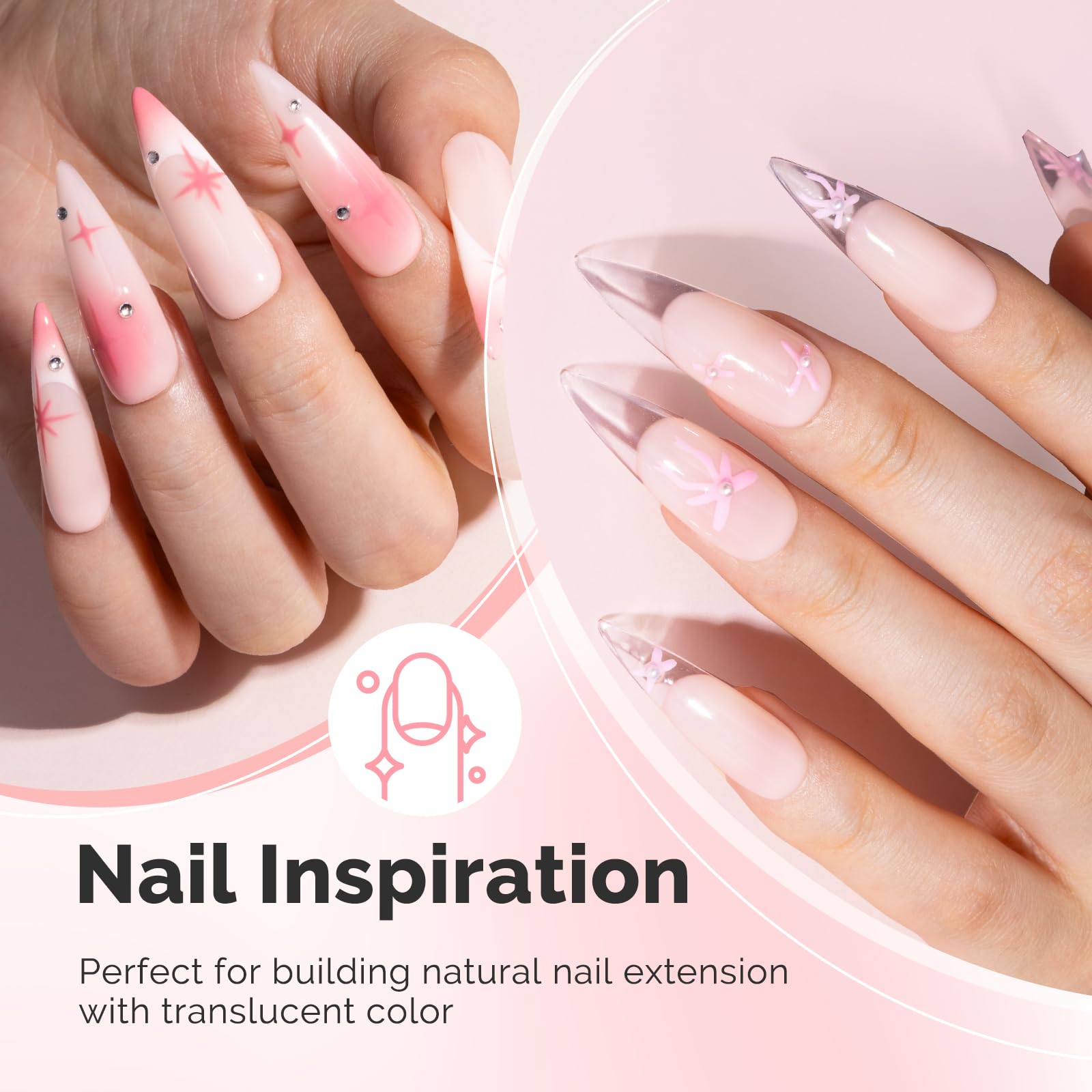 Base coat option with MelodySusie Milky Pink Builder Gel for nail art surfaces