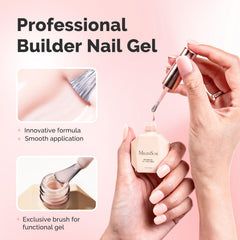 Extension of nail length using MelodySusie Milky Pink Builder Gel for a natural look