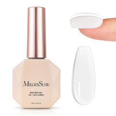 MelodySusie Milky White Builder Gel bottle cap close-up for durable nail extensions