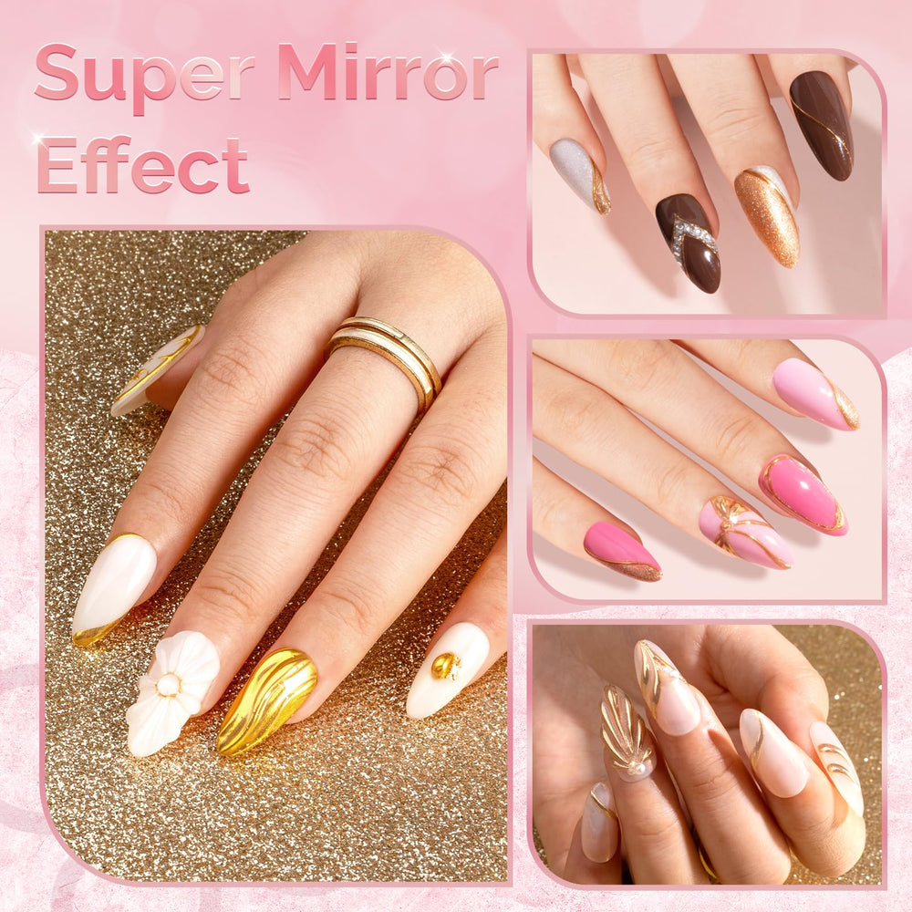 Nails with glossy mirror chrome effect using MelodySusie powder