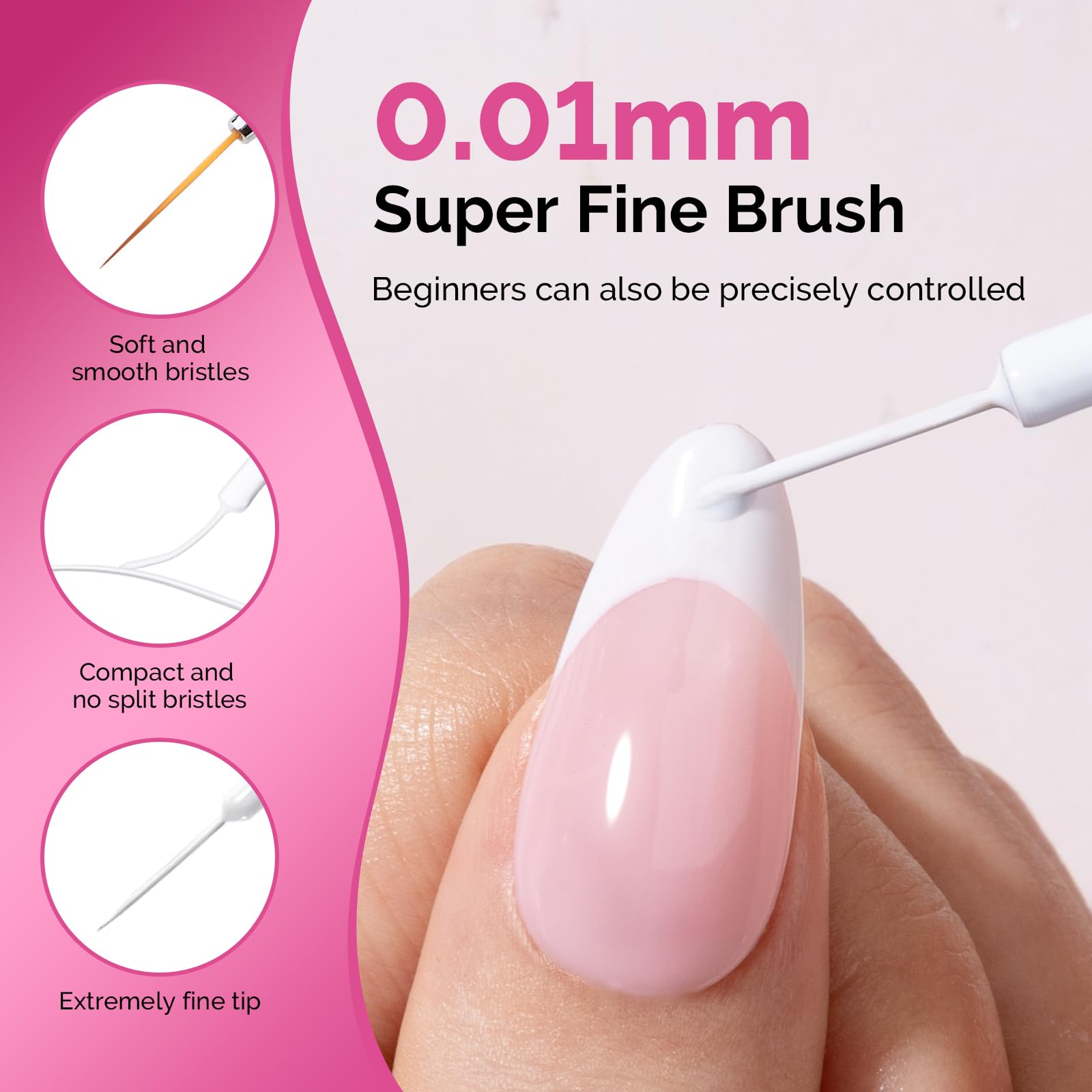 MelodySusie nail art with white line design using gel liner.
