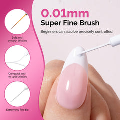MelodySusie nail art with white line design using gel liner.