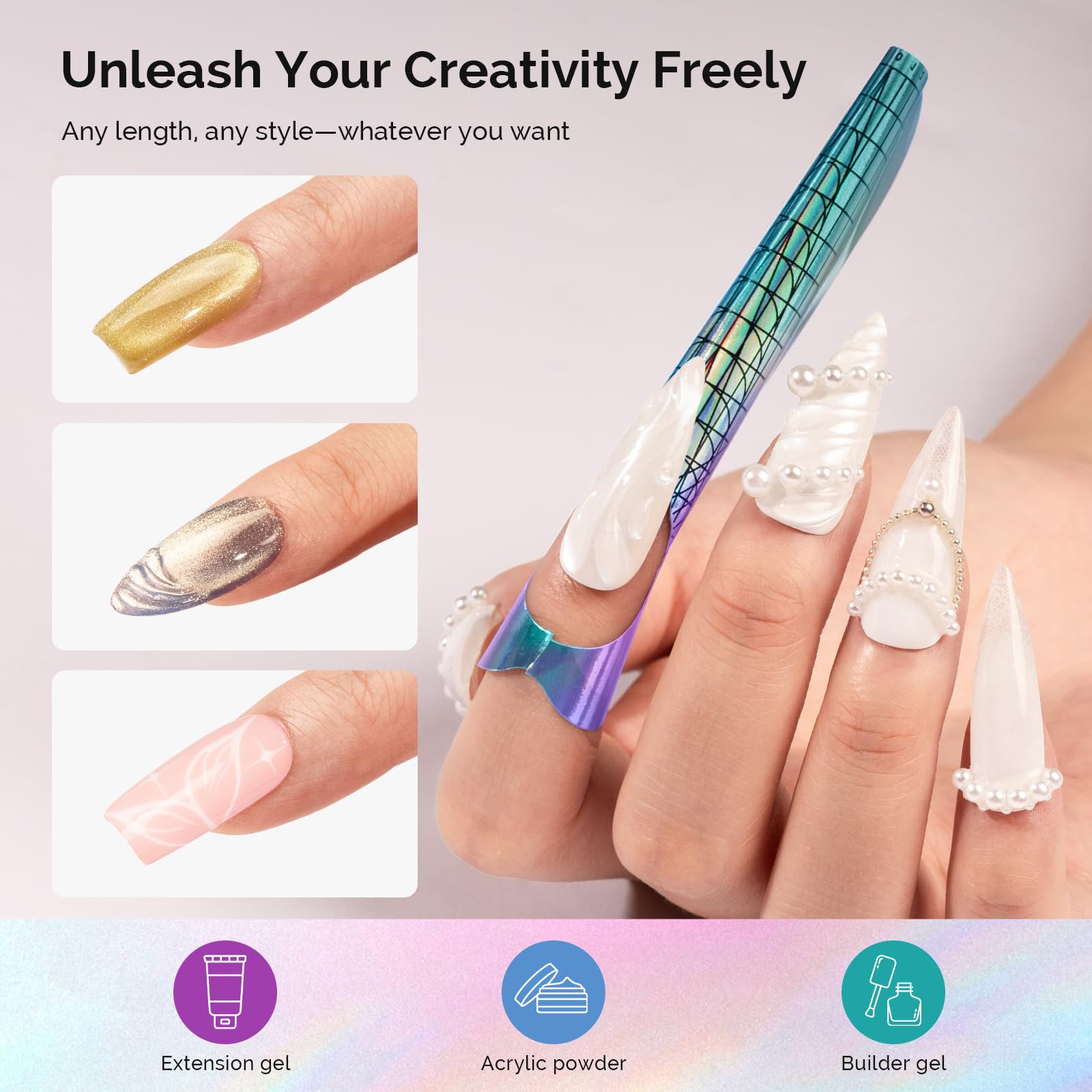 MelodySusie Nail Forms with shape guidance for stiletto, coffin, oval, or square nails.