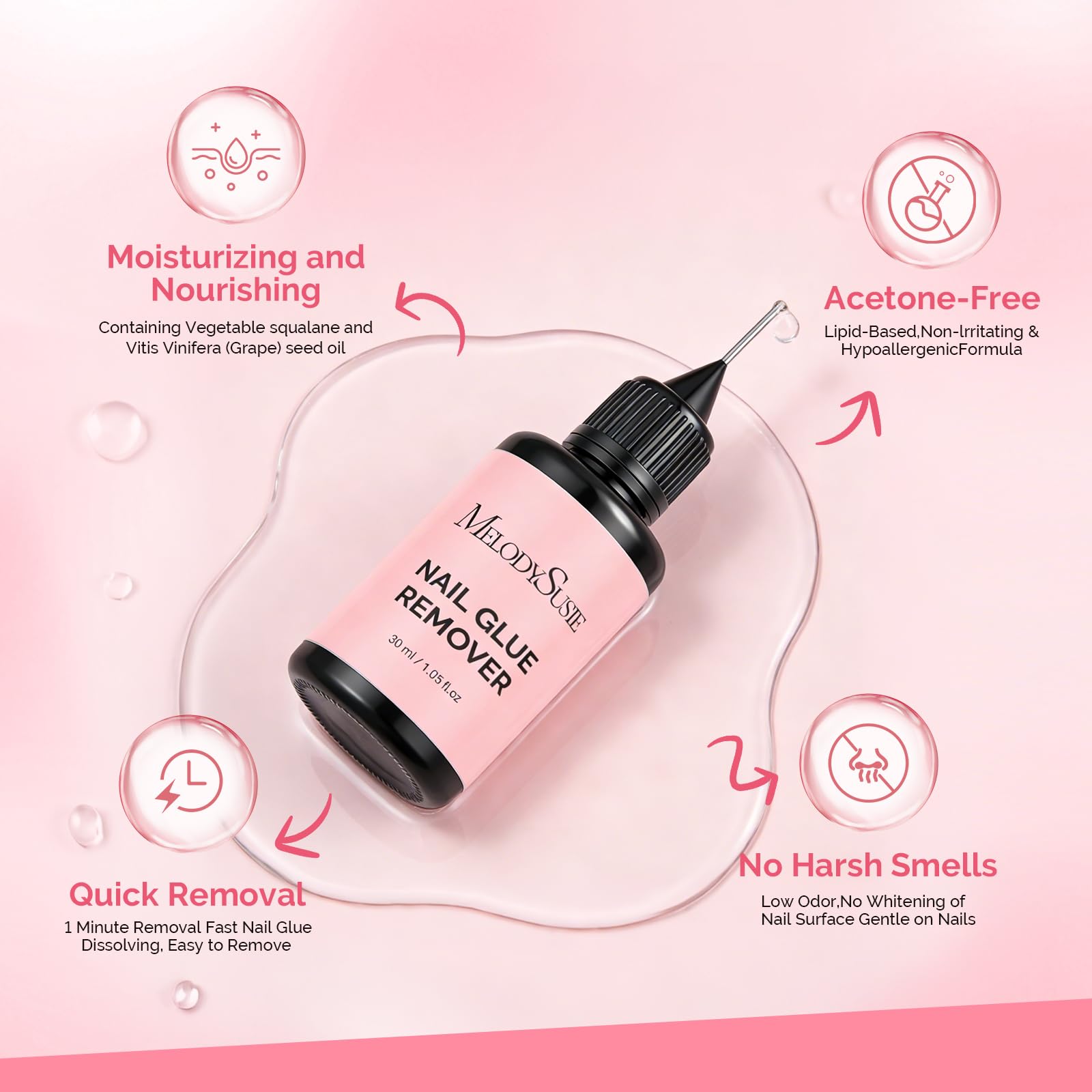 MelodySusie Nail Glue Remover fast-dissolve action removes glue in minutes