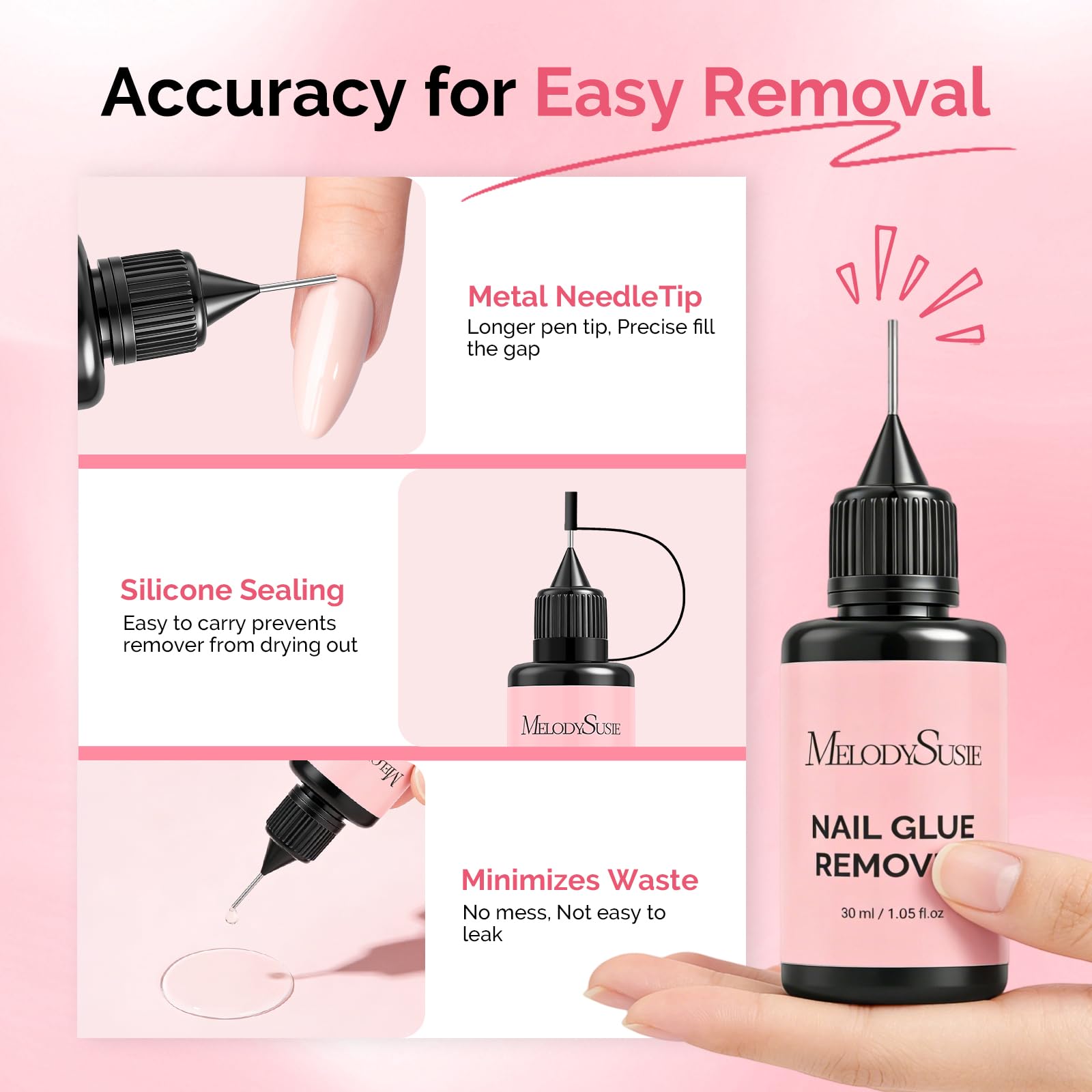 MelodySusie Nail Glue Remover hypoallergenic formula minimizes irritation