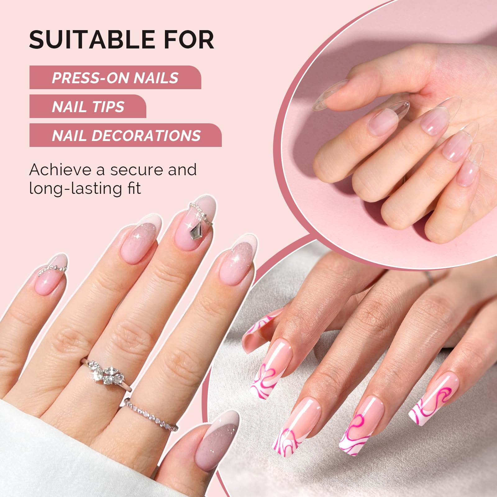 MelodySusie nail glue - water and air resistant for longer wear.