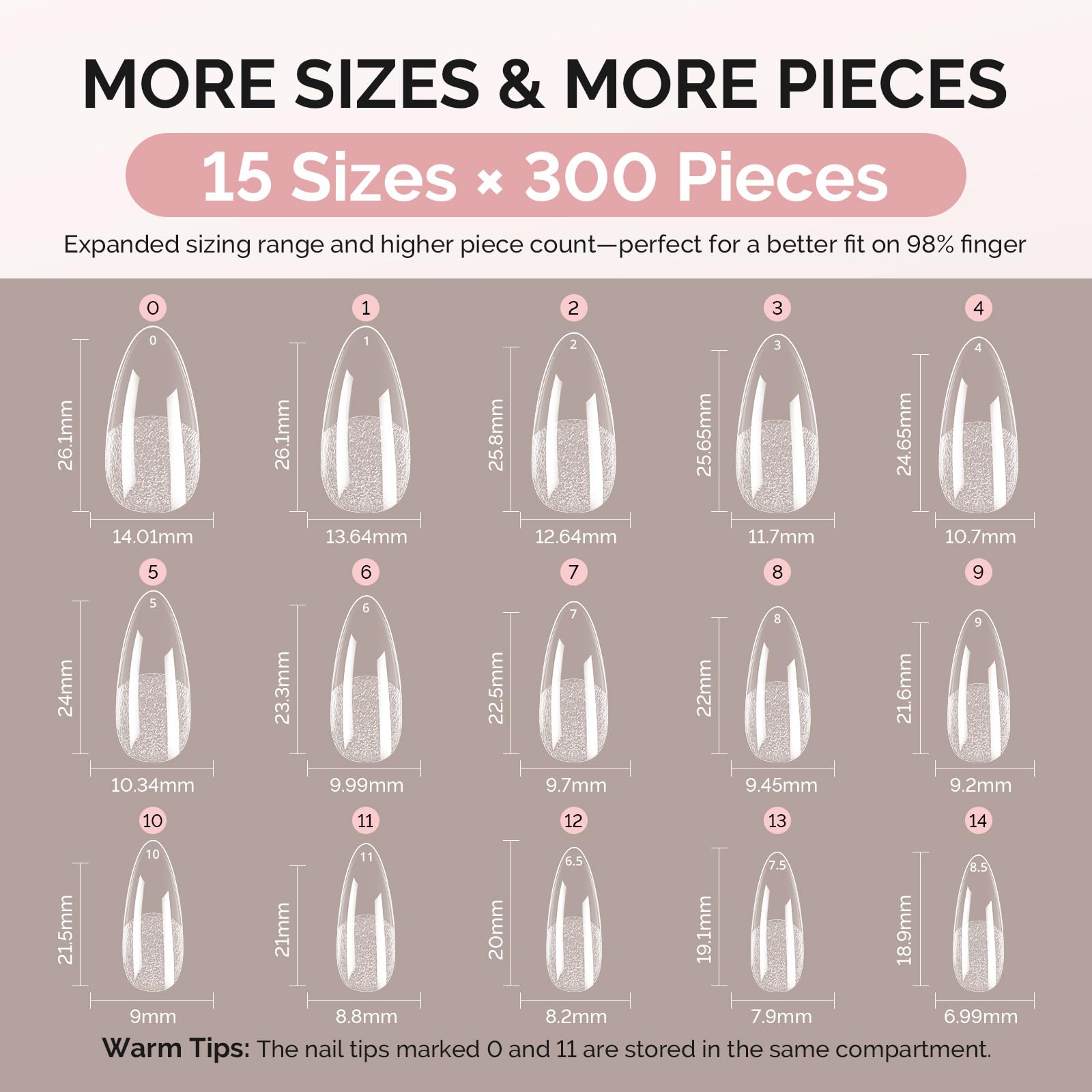 MelodySusie numbered size guide helps quick selection for every nail.