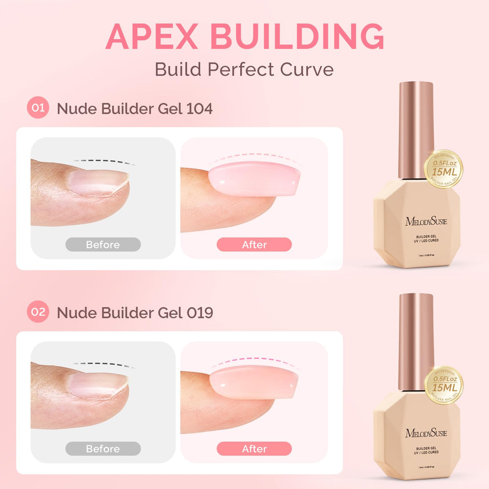 MelodySusie pink builder gel bottle ideal for lengthening and nail art at home.