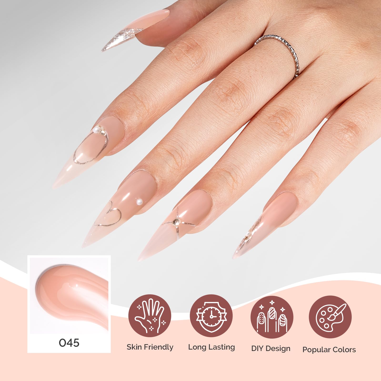 MelodySusie Poly Nail Extension Gel brush illustrates easy, self-leveling application.