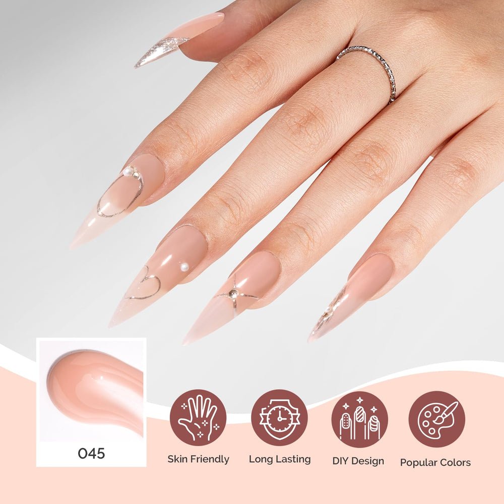 MelodySusie Poly Nail Extension Gel brush illustrates easy, self-leveling application.