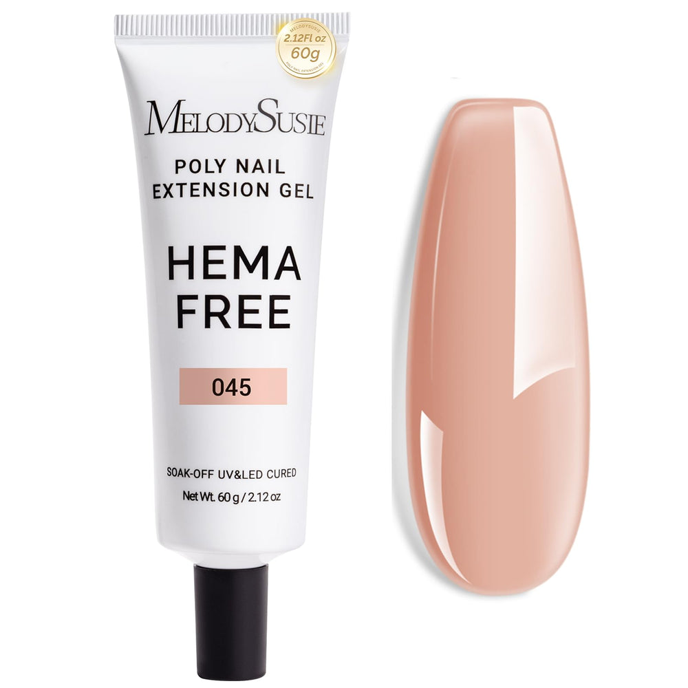 MelodySusie Poly Nail Extension Gel packaging shows a safe, low-odor formula.